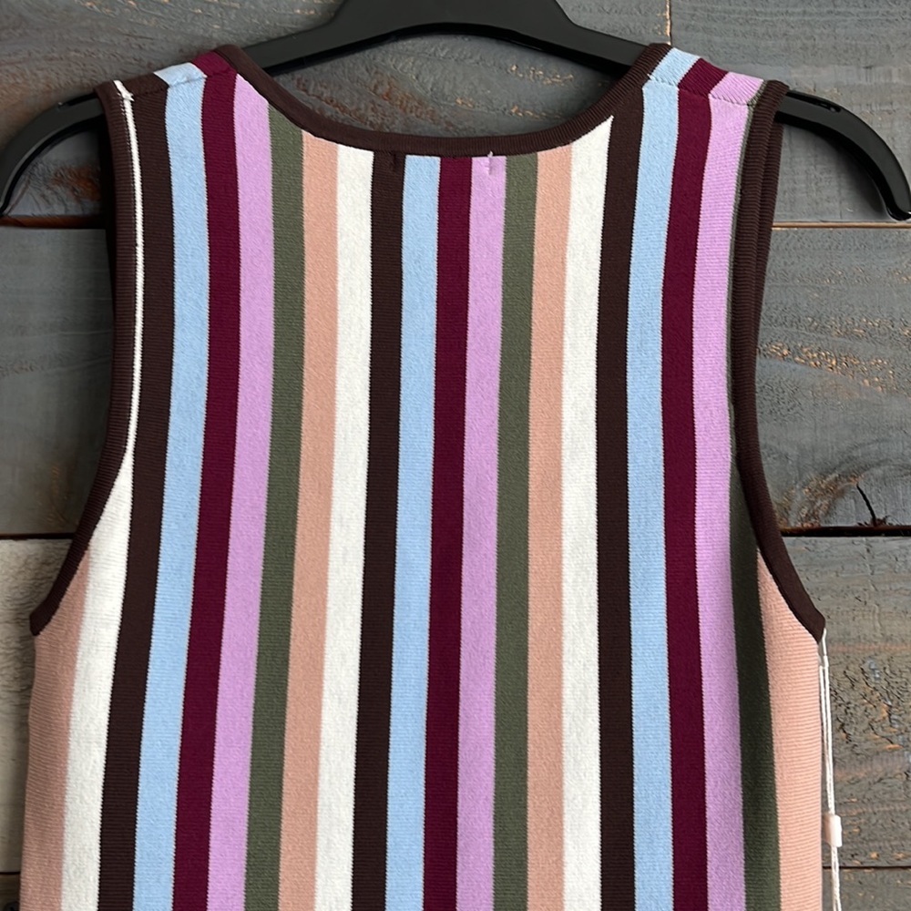 $428 Ronny Kobo Arielle Striped Bodycon Knit Mini Dress Retro 90s - Picture 7 of 12